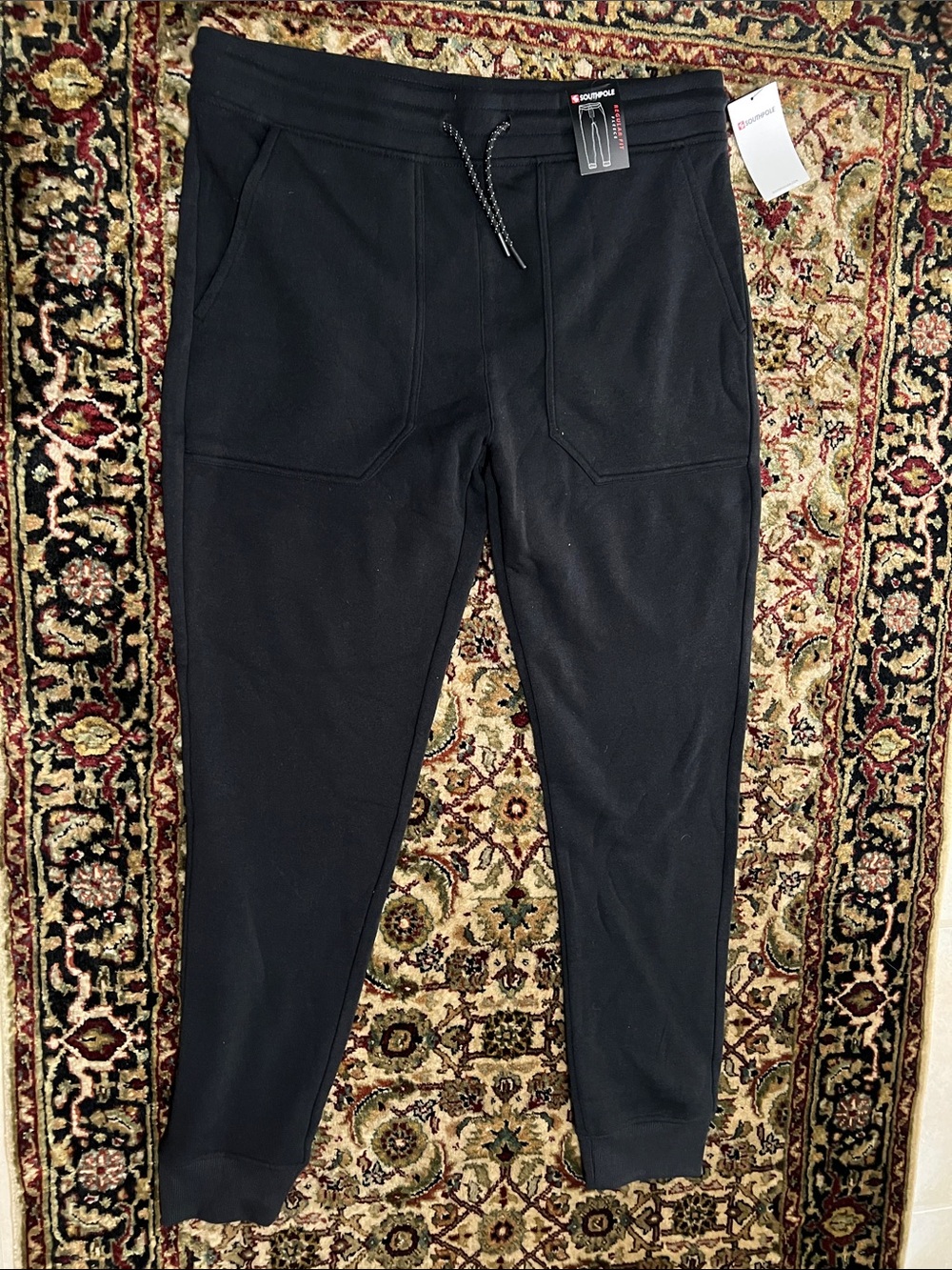 South Pole Black Men's Jogger Pants with Drawstring Size Large